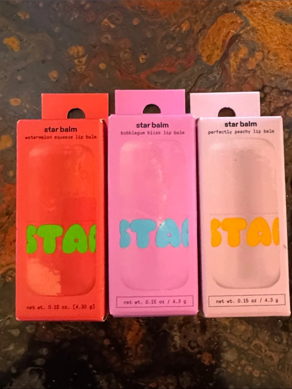 star balm Lip Balm Trio — Watermelon Red, Bubblegum Pink, Peachy Cream